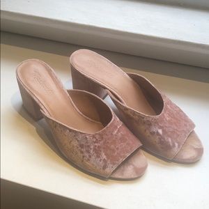 Madewell Pink Velvet Mules